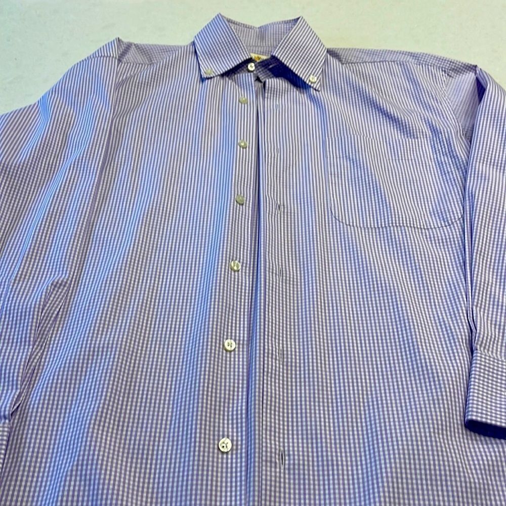 Peter Millar men’s med long sleeve shirt lavender and white checked excellent.